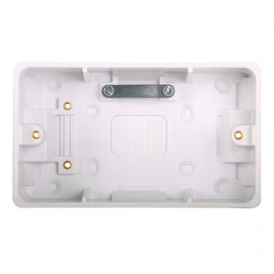 Hager WMPB2/46CC Sollysta White Moulded 2 Gang Surface Mouting Box With Cable Clamps Depth: 46mm