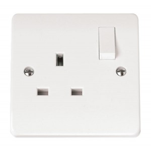 Click CMA035 Mode White Moulded 1 Gang Double Pole Switched Socket 13A
