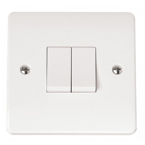 Click CMA012 Mode White Moulded 2 Gang 2 Way Plateswitch 10Ax