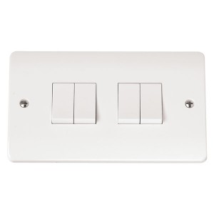 Click CMA019 Mode White Moulded 4 Gang 2 Way Plateswitch 10Ax