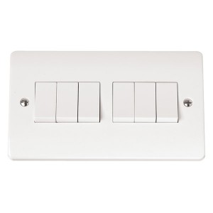Click CMA105 Mode White Moulded 6 Gang 2 Way Plateswitch 10Ax