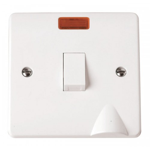 Click CMA023 Mode White Moulded DP Control Switch With Neon & Base Flex Outlet 20A