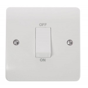 Click CMA500 Mode White Moulded DP Control Switch With White Rocker On 1 Gang Plate 45A