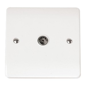Click CMA065 Mode White Moulded Single Non-Isolated Co-Axial TV Socket