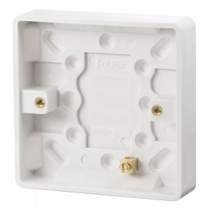 Click CMA080 Mode White Moulded 1 Gang Surface Mounting Box With Earth Terminal Depth: 16mm