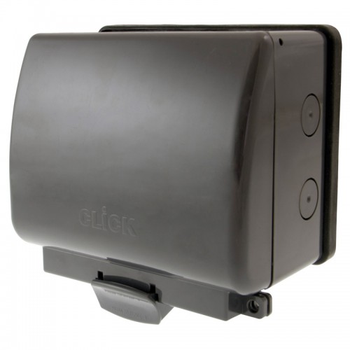 Click OA036AG Aquip66 Grey Polycarbonate 13A IP66 2 Gang Weatherproof DP Switchsocket