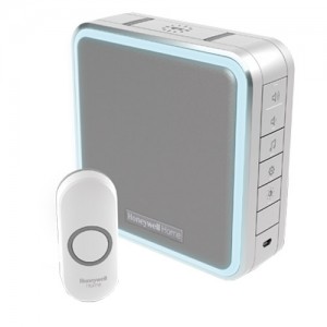 Honeywell DC915NG Series 9 Silver Grey 11 Tune Wireless Portable Door Chime Kit With Range Extender, Halo Light , Sleep Mode & Pre-Linked Bell Push