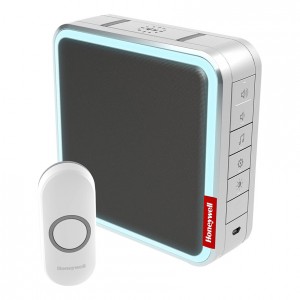 Honeywell DC917NG Series 9 Silver Grey 11 Tune Wireless Portable Door Chime Kit With Range Extender, Customisable Melodies, Halo Light & Sleep Mode