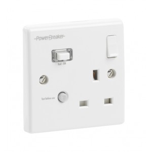 Greenbrook Electrical K21WPAPN10-C PowerBreaker White Moulded 1 Gang Type A Latching (Passive) RCD Switched Socket 13A 10mA