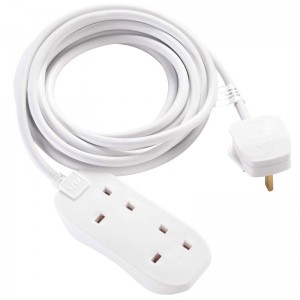 BG Electrical BTG5N Masterplug White 2 Gang Unswitched Extension Lead With 5m Lead & 3-Pin Plug 13A