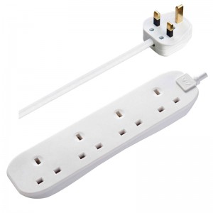 BG Electrical BFG5N Masterplug White 4 Gang Unswitched Extension Lead With 5m Lead & 3-Pin Plug 13A