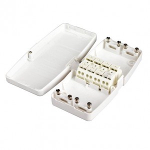 Hager J804 Ashley White 4 Terminal Maintenance Free Junction Box With Incoming / Outgoing Cable Clamps For Lighting 20A