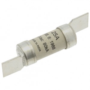 Eaton Bussmann NSD25 BS88, IEC269-1 Industrial HRC Low Voltage Fuse Link With Offset Blade Tags 25A 550Vac DiaØ: 14mm | Length: 59mm