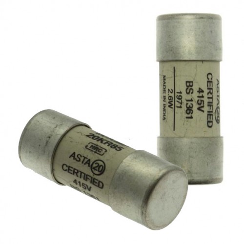 Eaton Bussmann 30KR85 BS1361 ASTA Certified House Service Cut-Out Cylindrical Fuse Link 30A 415V DiaØ: 22mm | Length: 57mm