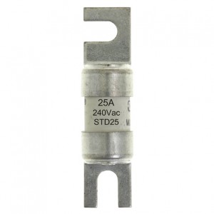 Eaton Bussmann STD25 BS88, IEC269-1 Street Lighting Low Voltage Fuse Link With Offset Blade Tags 25A 240Vac DiaØ: 12mm | Length: 47mm