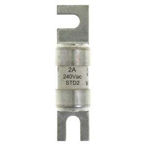 Eaton Bussmann STD2 BS88, IEC269-1 Street Lighting Low Voltage Fuse Link With Offset Blade Tags 2A 240Vac DiaØ: 12mm | Length: 47mm