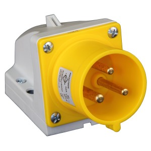 Lewden PM32/740 Yellow Plastic 2P+E 4H Surface Mounted Appliance Inlet IP67 32A 110V