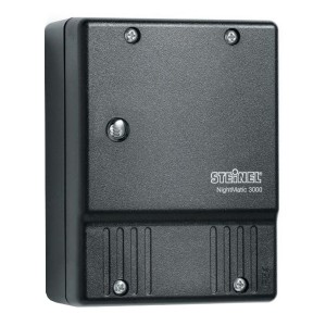 Steinel 550516 NightMatic 3000 Black Wall Mounting Adjustable Dusk-To-Dawn Photocell With Intelligent Night-Economy Mode IP54 240V