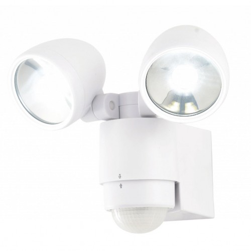 Forum Lighting ZN-23454-WHT Sirocco White Polycarbonate External Twin Head LED Security Spotlight With 130° | 6m PIR & Daylight White 6000K LEDs IP44