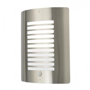 Forum Lighting ZN-28708-SS Sigma Stainless Steel External Thin Slatted Security Wall Light With 180° | 3m PIR - Requires GLS Lamp IP44 60W ES 240V