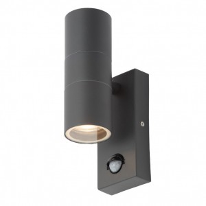 Forum Lighting ZN-29179-ANTH Leto Anthracite Steel External Up + Down Security Wall Light With 110° | 8m PIR - Requires 2 x 35W GU10 Lamps IP44