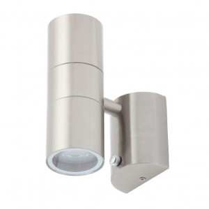 Forum Lighting ZN-34022-SST Leto Stainless Steel External Up + Down Security Wall Light With Dusk-To-Dawn Photocell - Requires 2 x 35W GU10 Lamps IP44