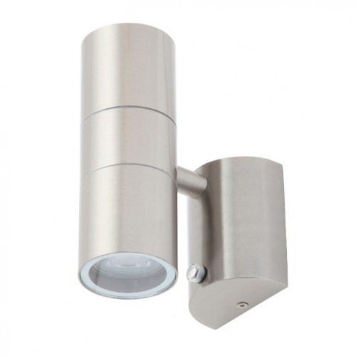 Forum Lighting ZN-34022-SST Leto Stainless Steel External Up + Down Security Wall Light With Dusk-To-Dawn Photocell - Requires 2 x 35W GU10 Lamps IP44