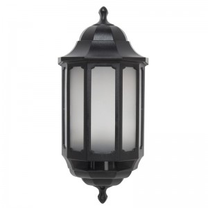 ASD Lighting HL/BK060C Black All Polycarbonate Security Half Lantern With Dusk-To-Dawn Photocell & Opal Windows - Requires Lamp IP44 60W BC 240V