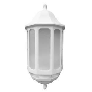 ASD Lighting HL/WK060C White All Polycarbonate Security Half Lantern With Dusk-To-Dawn Photocell & Opal Windows - Requires Lamp IP44 60W BC 240V