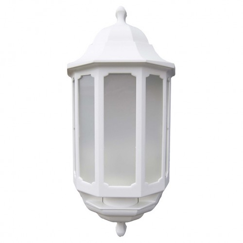 ASD Lighting HL/WK4LED600C White All Polycarbonate LED Security Half Lantern With Dusk-To-Dawn Photocell, Cool White 4000K LEDs IP44 7.4W