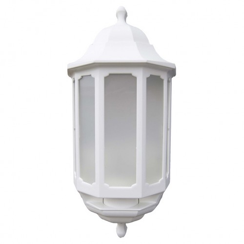 ASD Lighting HL/WK4LED600C White All Polycarbonate LED Security Half Lantern With Dusk-To-Dawn Photocell, Cool White 4000K LEDs IP44 7.4W