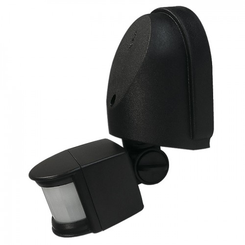 Eterna Lighting PIR180BK Black Plastic External 180° | 12m Stand Alone PIR With Vertically + Horizontally Adjustable Detector IP44 240V