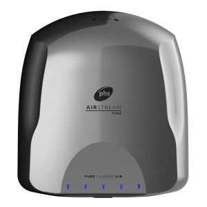 Warner Howard 091178PR Airstream Pure Nickel Automatic Low Energy Hand Dryer With HEPA Filters, 11.2 Second Drying & Antibacterial Protection 1.1kW