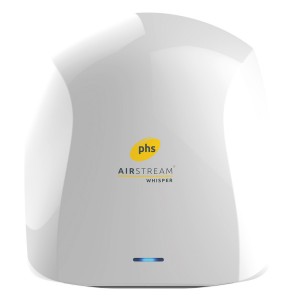 Warner Howard 091211PR Airstream Whisper White Automatic Ultra-Quiet Low Energy Hand Dryer With 11 Second Drying & Antibacterial Protection IP24 800kW