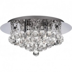 Searchlight 3404-4CC Hanna Chrome Four Light Semi-Flush Mount Ceiling Light With Clear Crystal Strings Tipped With Crystal Drops & Mounting Plate