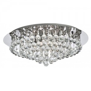 Searchlight 3408-8CC Hanna Chrome Eight Light Semi-Flush Mount Ceiling Light With Clear Crystal Strings Tipped With Crystal Drops & Mounting Plate