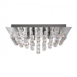 Searchlight 6404-4CC Hanna Polished Chrome Four Light Semi-Flush Mount Square Ceiling Light With Clear Crystal Balls - Requires Lamps IP20 4 x 33W G9