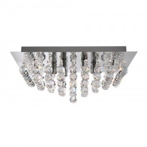 Searchlight 6406-6CC Hanna Polished Chrome Six Light Semi-Flush Mount Square Ceiling Light With Clear Crystal Balls - Requires Lamps IP20 6 x 33W G9