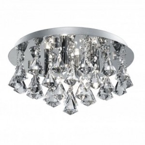 Searchlight 3306-6CC Hanna Polished Chrome Six Light Semi-Flush Mount Round Ceiling Light With Clear Crystal Strings Tipped With Diamomd Crystal Drops