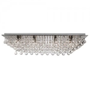 Searchlight 6728-8CC Hanna Polished Chrome Eight Light Semi-Flush Mount Rectangular Ceiling Light With Clear Crystal Trimmings+Balls - Requires Lamps