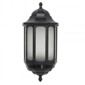 ASD Lighting HL/BK060 Black All Polycarbonate Half Lantern With Opal Windows - Requires Lamp IP44 60W BC 240V