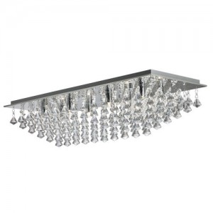 Searchlight 7828-8CC Hanna Polished Chrome Eight Light Semi Flush Mount Rectangular Ceiling Light With Clear Crystal Pyramid Drops - Requires Lamps