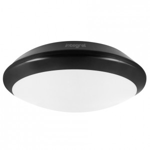 Integral LED ILBHA042 Tough Shell+ Black All Polycarbonate Round Emergency LED Bulkhead With Cool White 4000K LEDs & Opal Diffuser IP66 24W