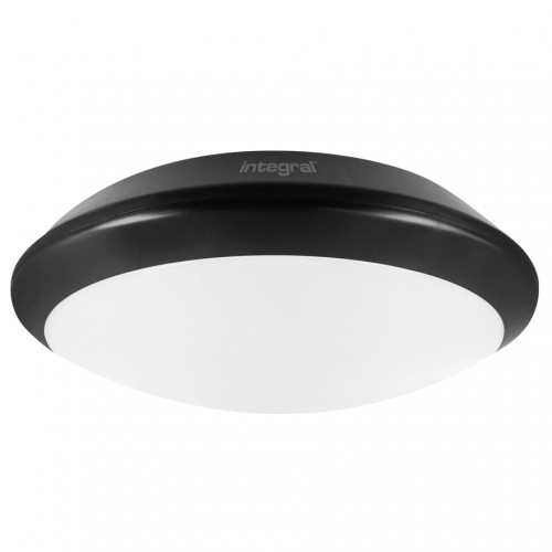 Integral LED ILBHA042 Tough Shell+ Black All Polycarbonate Round Emergency LED Bulkhead With Cool White 4000K LEDs & Opal Diffuser IP66 24W