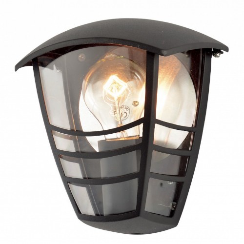 Forum Lighting ZN-25464-BLK Perdita Black Aluminium Curved Half Lantern With 3 Sided Clear Polycarbonate Diffuser - Requires Lamp IP44 60W GLS ES 240V