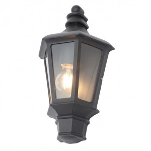 Zinc Lighting  ZN-33994-BLK Persei Black Aluminium Half Lantern With Clear Diffuser Panels - Requires Lamp IP44 42W GLS ES 240V
