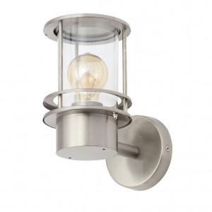 Zinc Lighting  ZN-34002-SST Leonis Stainless Steel Miners Style Wall Lantern With Clear Polycarbonate Shade - Requires Shade IP44 42W GLS ES 240V