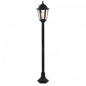 Coast Lighting CZ-25148-BLK Bianca Black All Polycarbonate Tall Post Lantern With Clear 6 Panel Diffuser - Requires Lamp IP44 42W GLS ES 240V