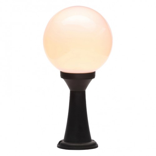 Coast Lighting CZ-31812-BLK York Black All Polycarbonate Globe Shaped Post Light With Opal Globe Diffuser - Requires Lamp IP44 42W GLS ES 240V