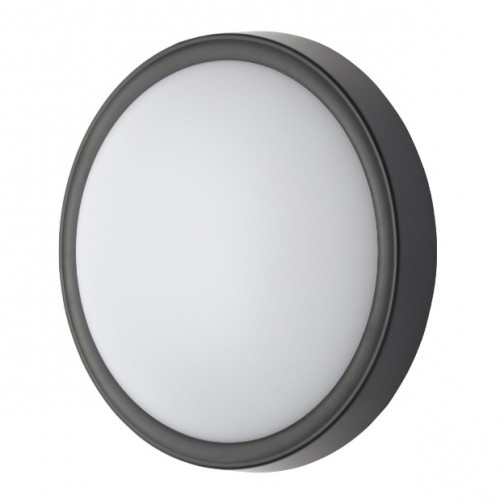 Coast Lighting CZ-31750-BLK Oxford Black ABS Plastic Round LED Bulkhead With Cool White 4000K LEDs & Opal Polycarbonate Diffuser IP65 8W 584Lm 240V
